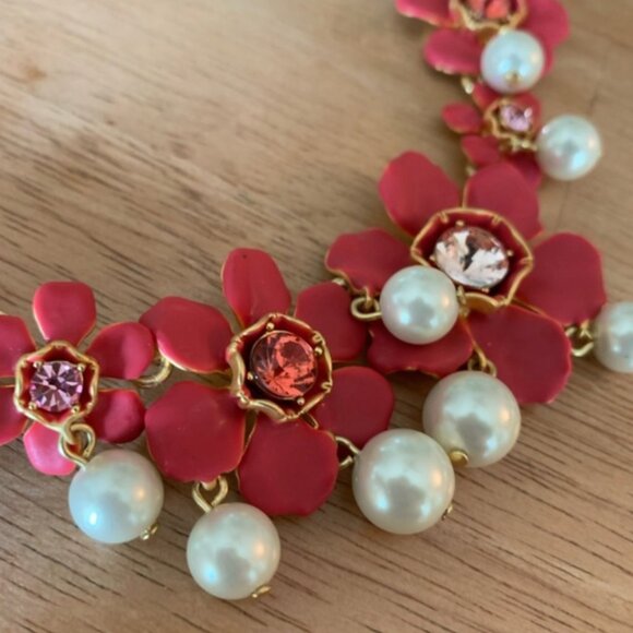 J Crew Pearl and crystal floral statement necklace - Picture 4 of 6